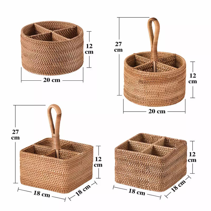 Cesta de Armazenamento de Vime em Rattan Feita a Mão 