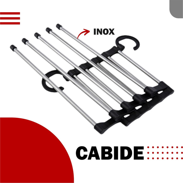 Cabide Mágico Multifuncional para Calças de Inox com 5 Divisórias 