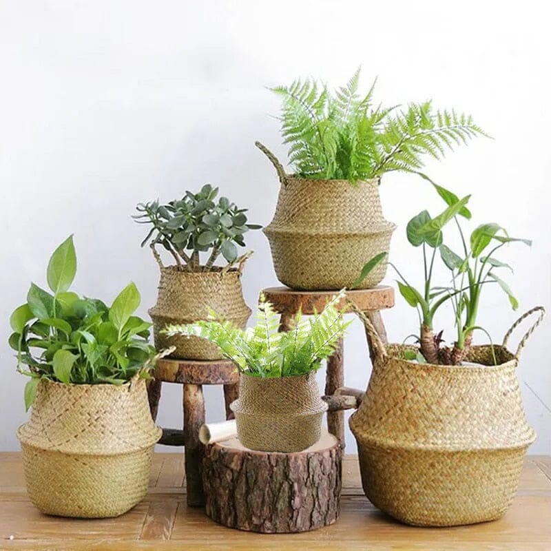 Cesta de Palha para Organização, Roupas ou Plantas (vaso)