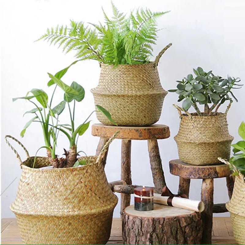 Cesta de Palha para Organização, Roupas ou Plantas (vaso)