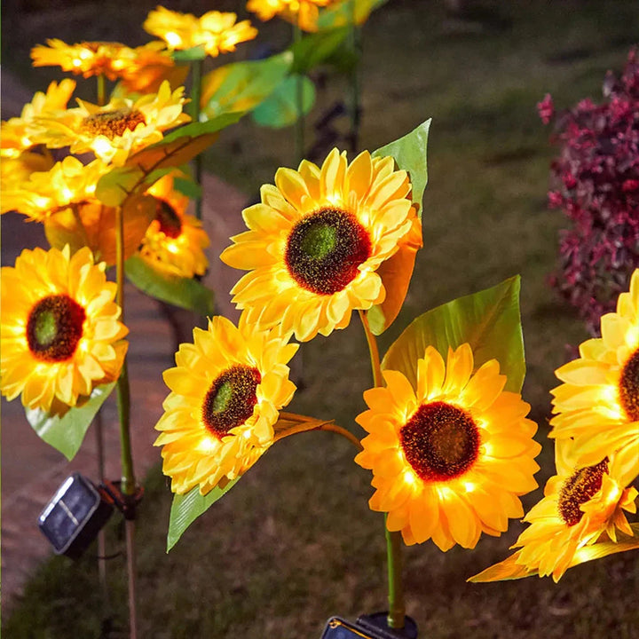 Luminária Solar para Jardim Áreas Externas Modelo Girassol